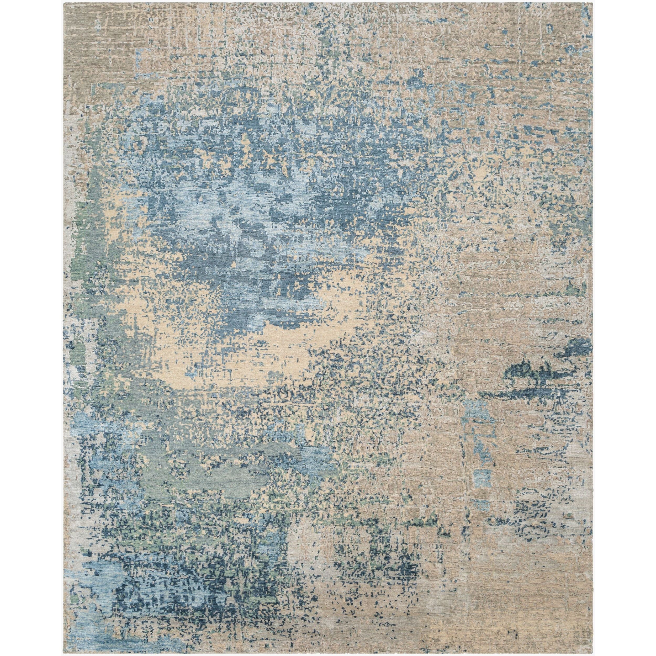 Surya Abbey BBY-2300 Hand Knotted Rug in light olive, olive, beige and ink blue