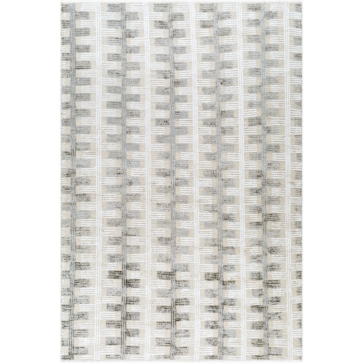 Surya Amina AMA-2302 Hand Knotted area rug in 65% Wool, 35% Viscose, shown in Light Sage, Light Slate, Taupe