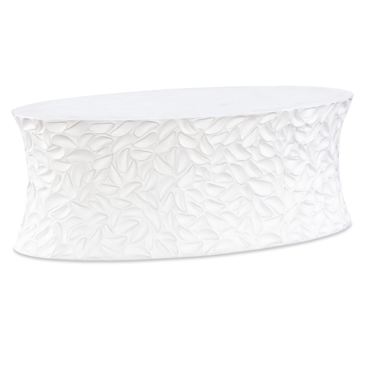 Margaritaville On the Halfshell Oval Coffee Table in Textured Plaster, primary product view