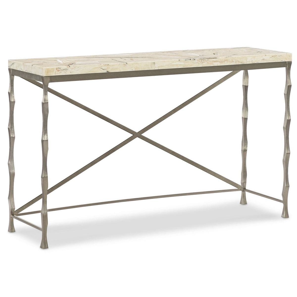 Margaritaville Mariner Console Table in Onyx stone and champagne metal, primary product view