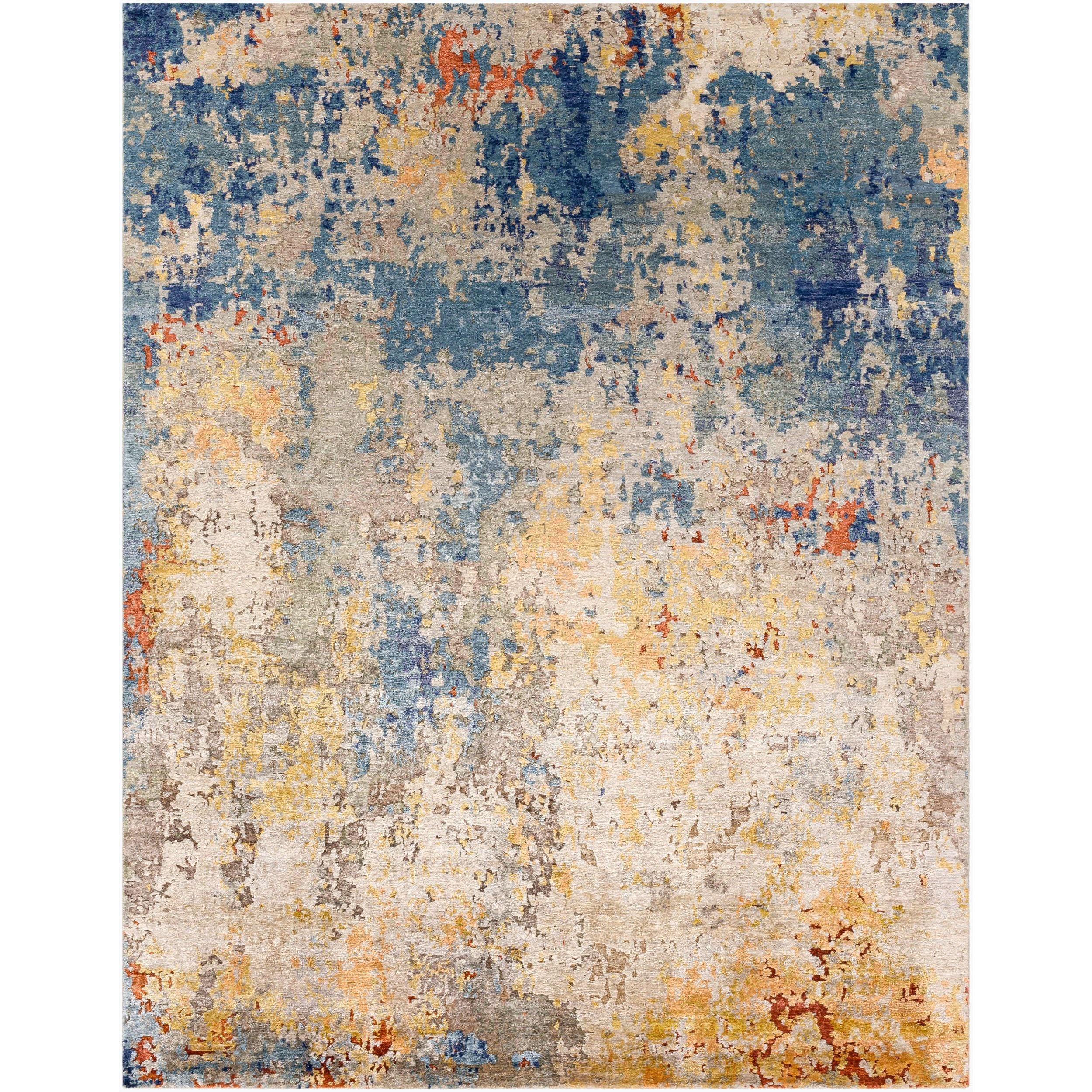 Surya Imola IML-1006 Hand Knotted rug in Navy, Blue, Rust, close-up of the 0.5 in. pile texture