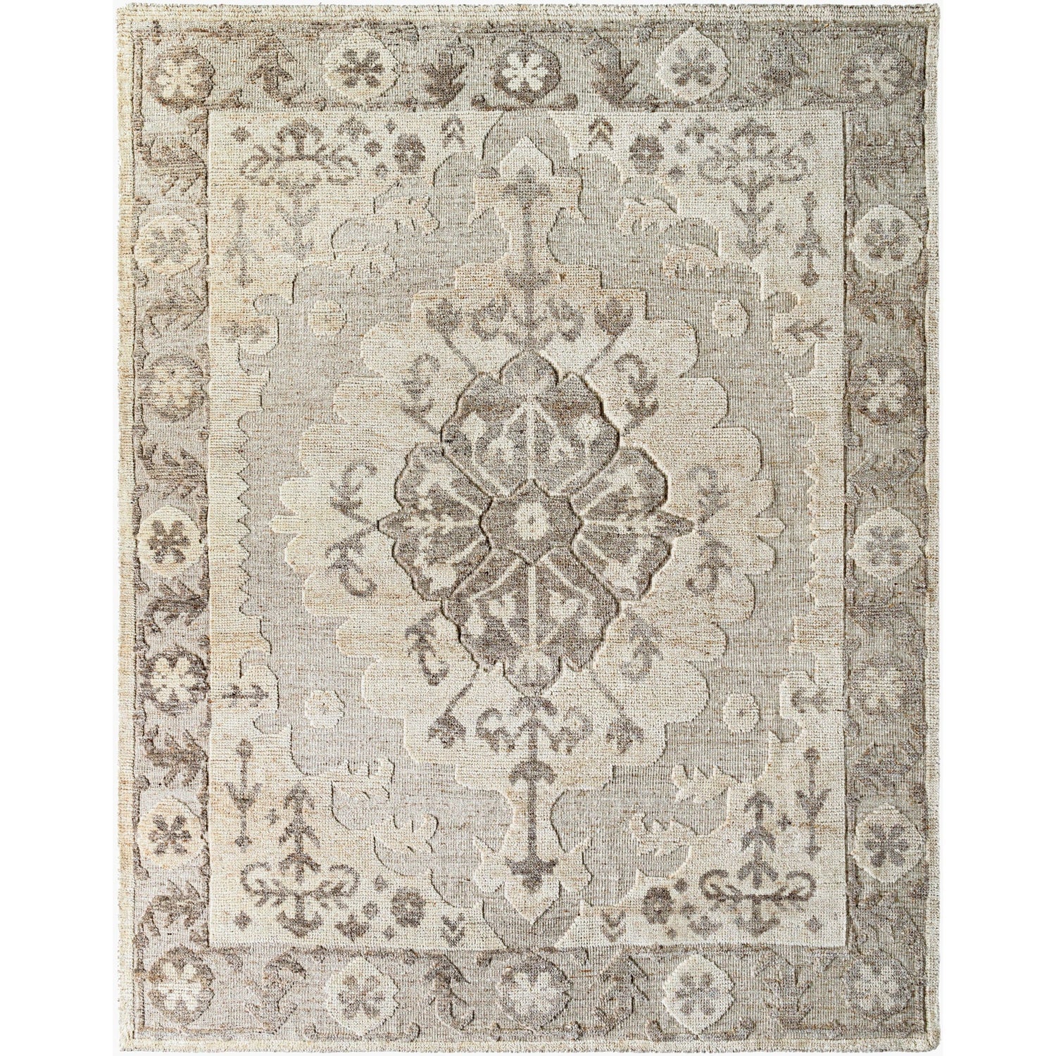 Surya Hadiya Hand Knotted Rug in Taupe, Ivory, Stone Grey, Charcoal and Sand