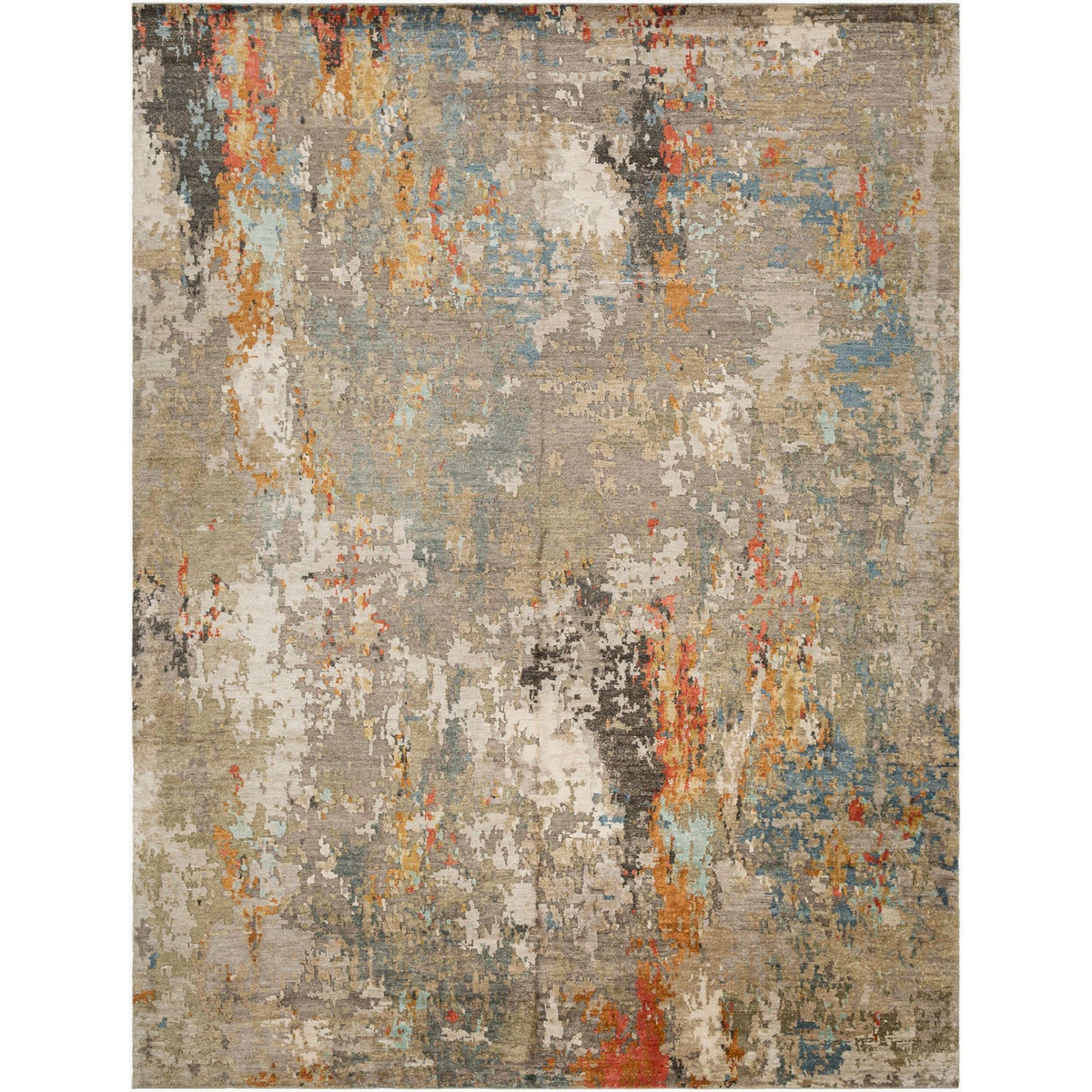 Surya Imola IML-1010 Hand Knotted rug in Burgundy, Rose, Medium Gray, close-up of the 0.3 in. pile texture
