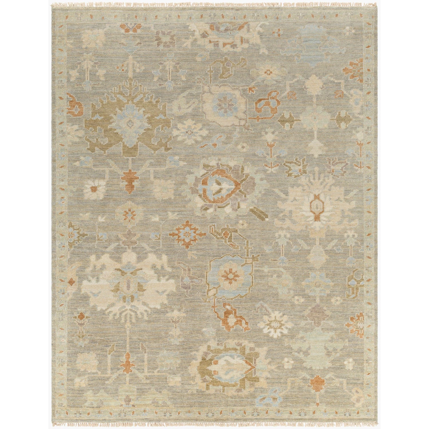 Surya Antalya AAT-2300 Hand Knotted Rug in Tan, Beige, Light Brown, Gray and Blue