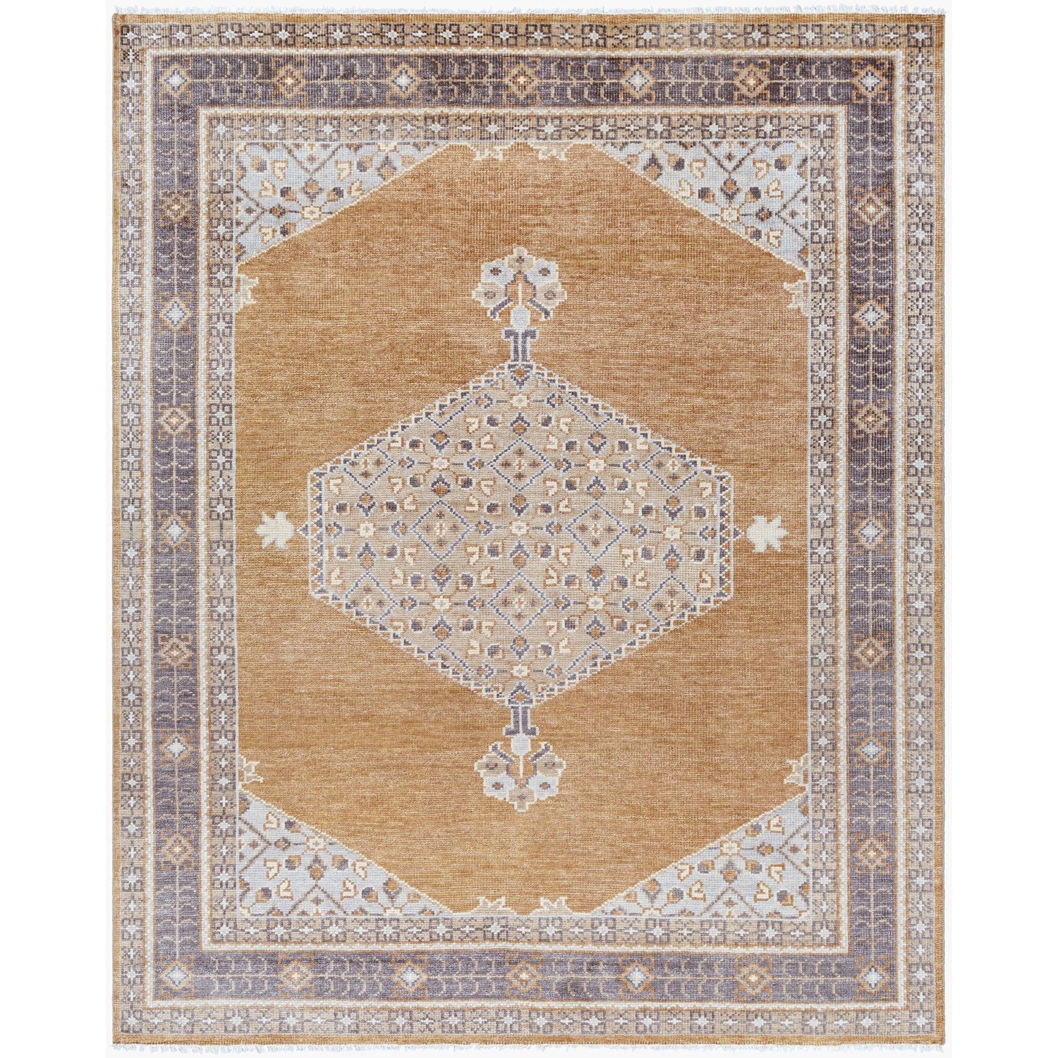 Surya Riviera RIV-2302 Hand Knotted Rug shown flat displaying its amber hand knotted design