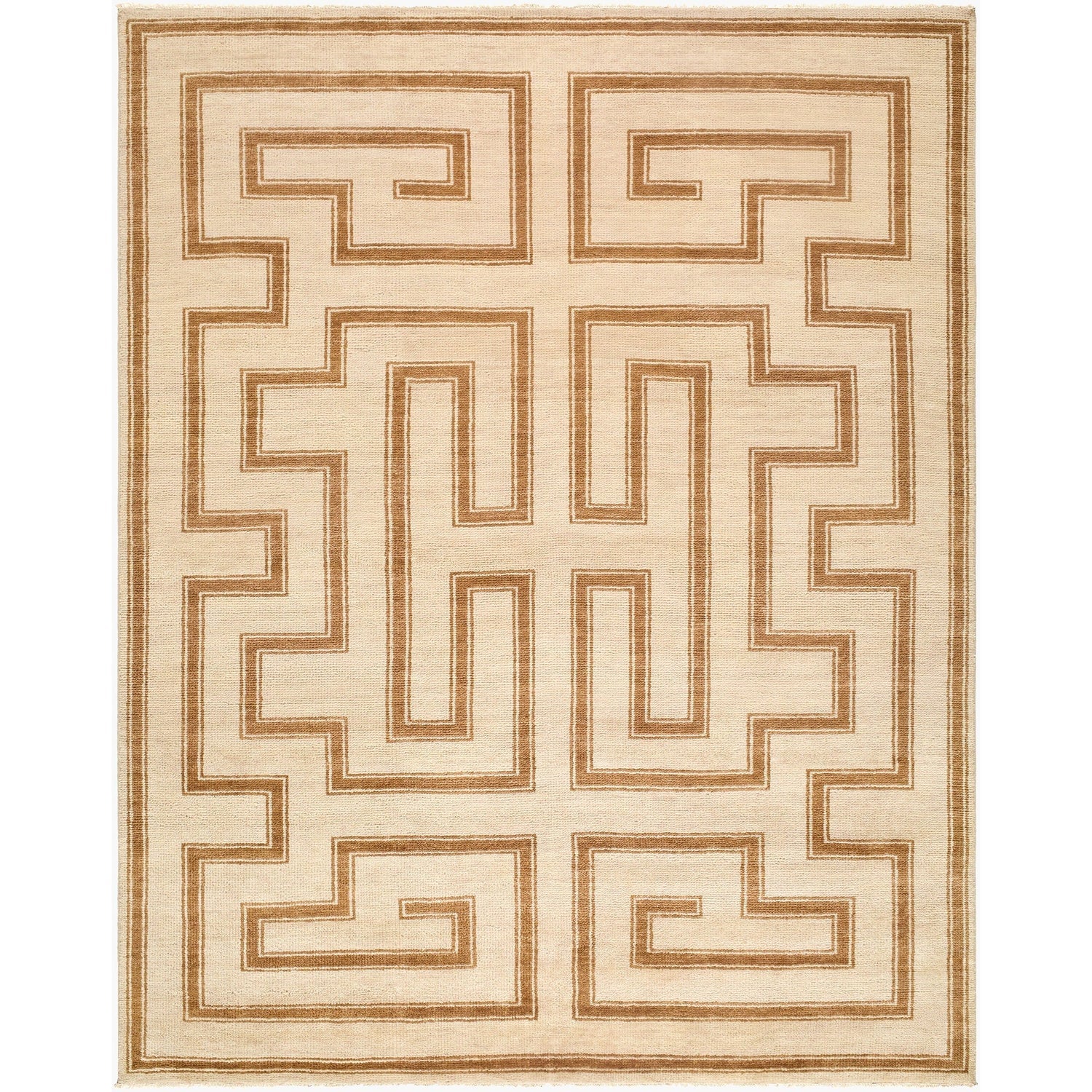 Surya Riviera RIV-2310 Hand Knotted Rug shown flat displaying its taupe hand knotted design