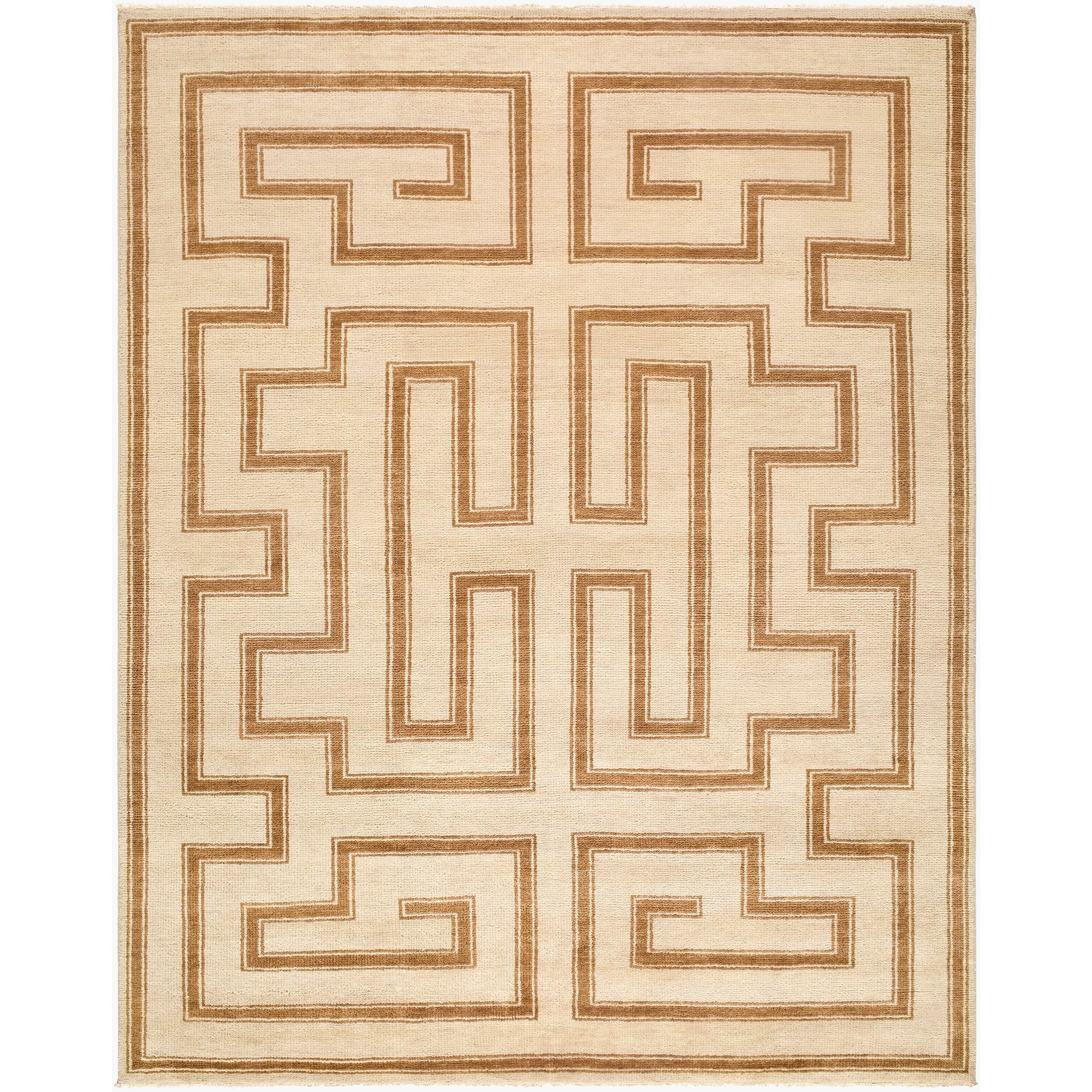 Surya Riviera RIV-2310 Hand Knotted Rug shown flat displaying its taupe hand knotted design