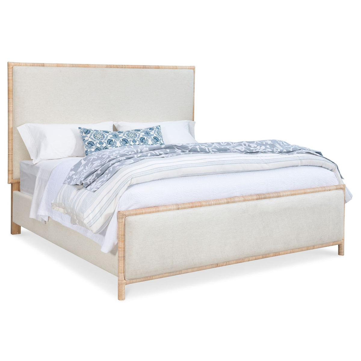 Margaritaville Bali Upholstered Panel Bed in Natural Rattan, primary product view