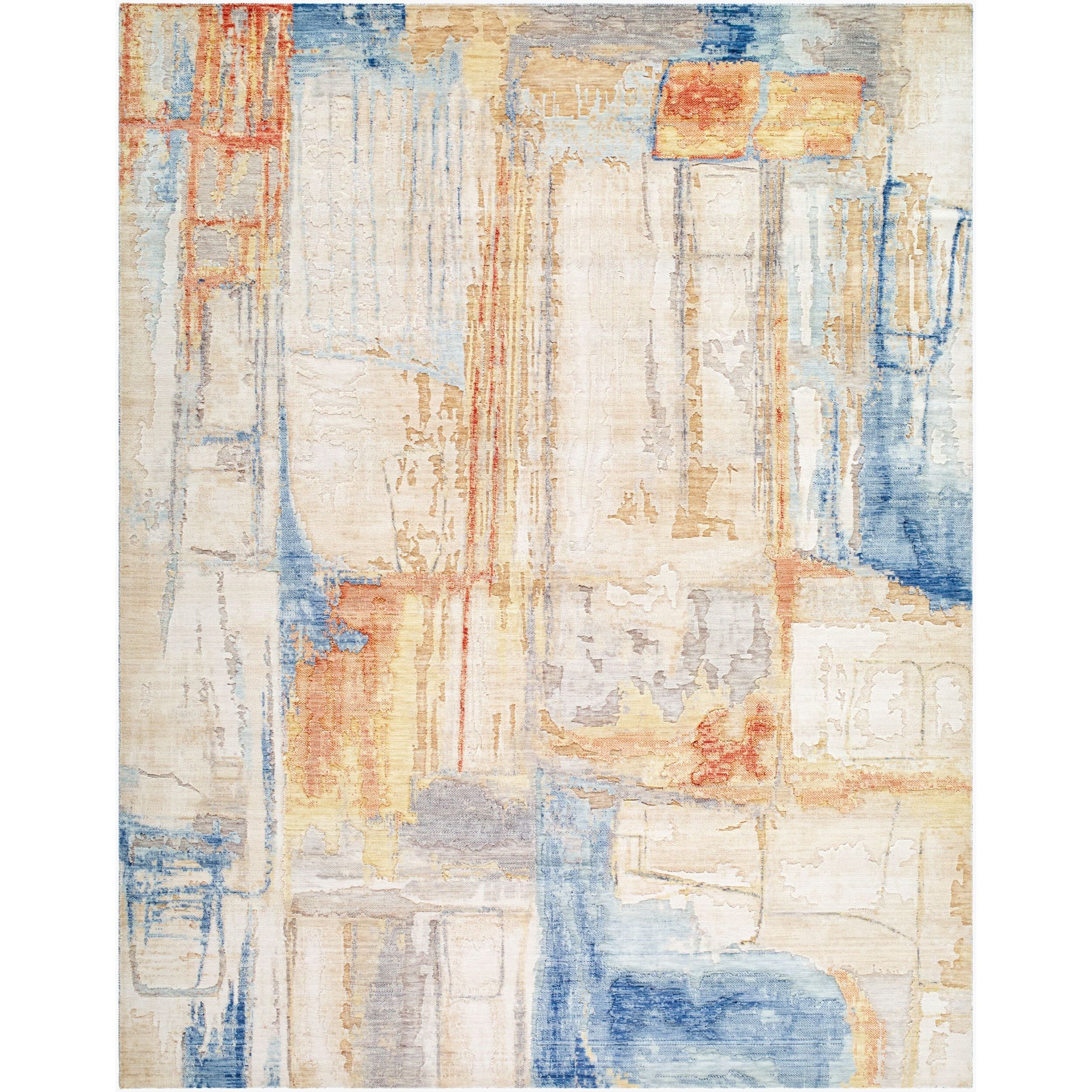 Surya Langley LGY-2303 Hand Crafted Rug in cream, sky blue and burnt orange