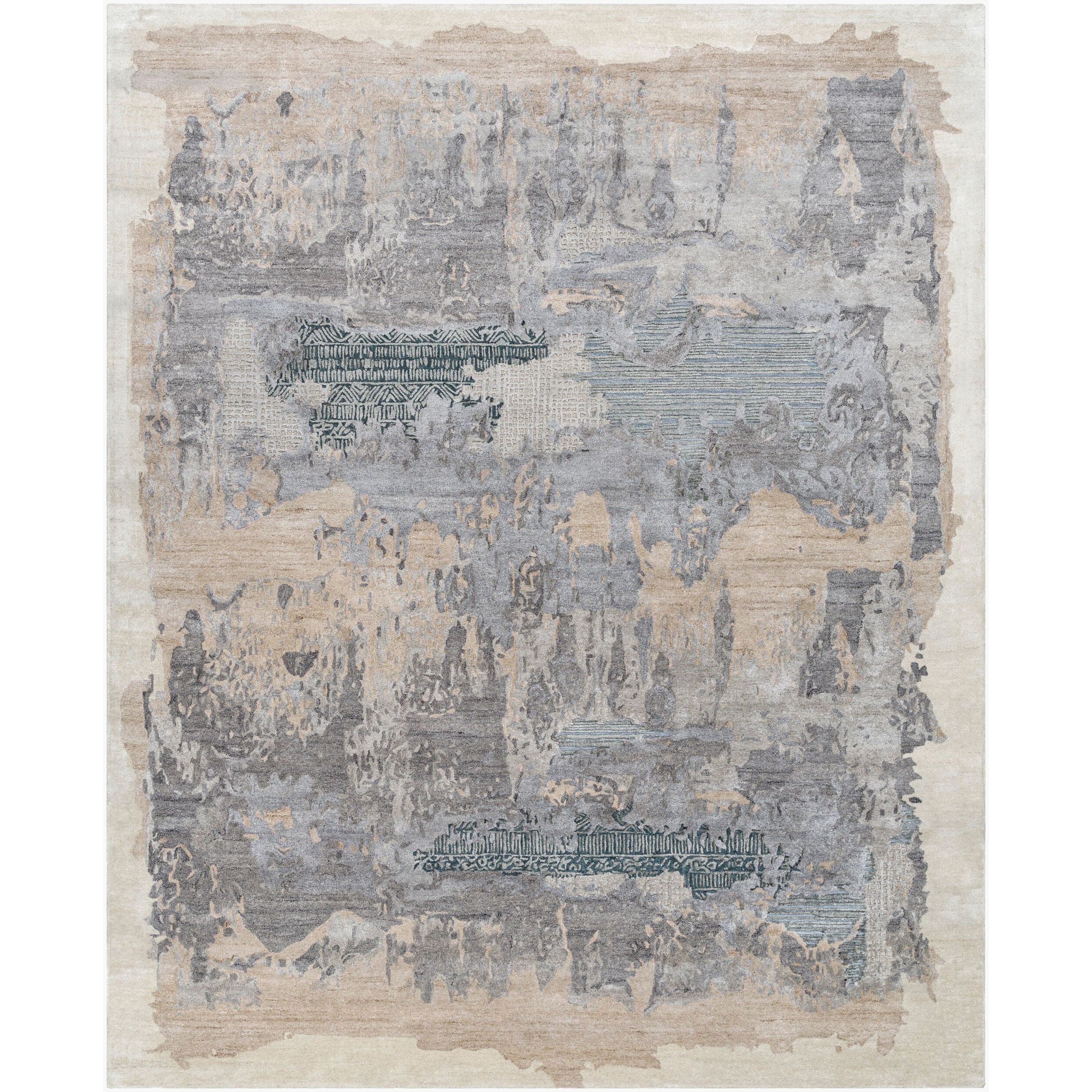 Surya Opulence OPL-2302 Hand Tufted area rug in 65% Viscose, 35% Wool, shown in Pewter, Sandstone, Slate Gray