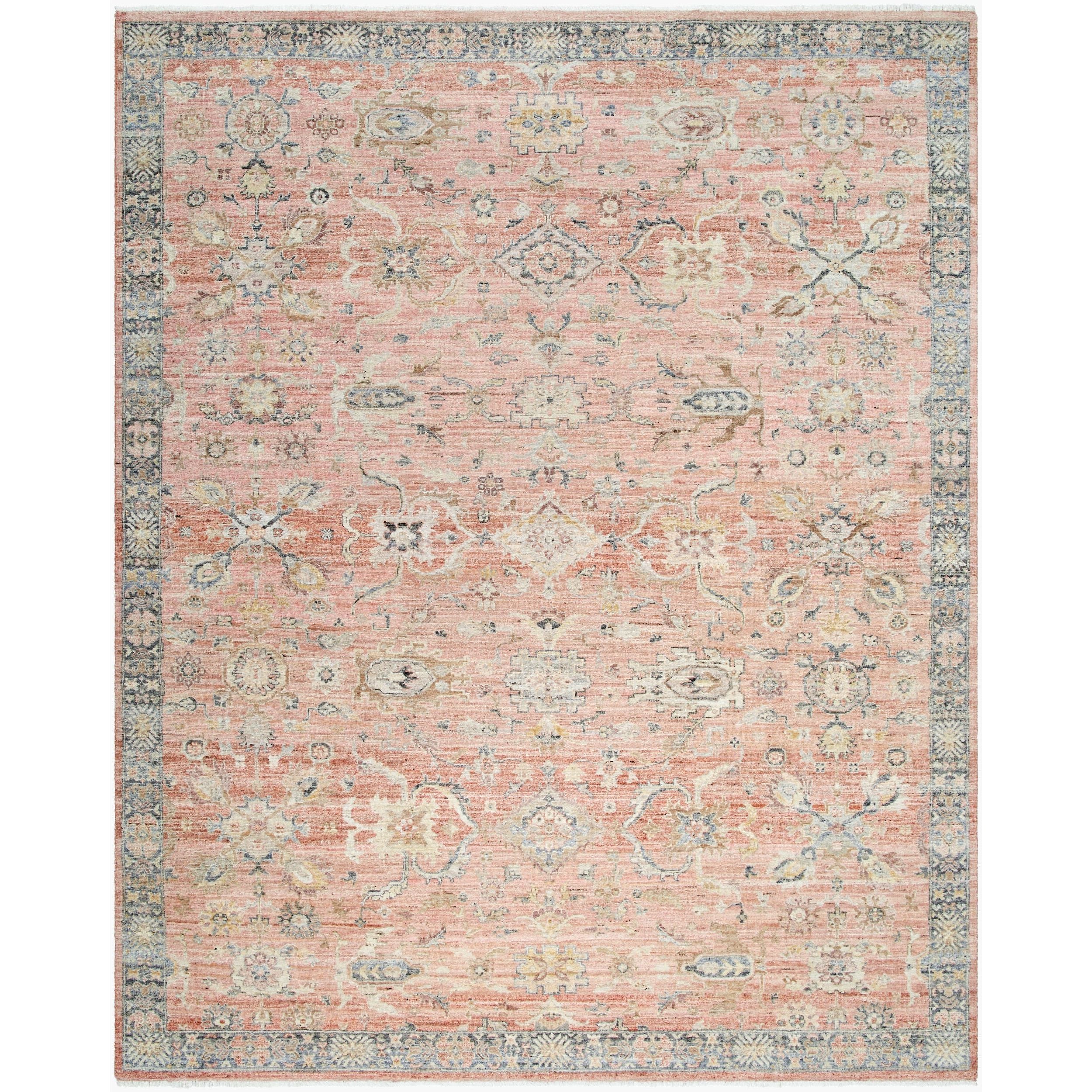 Surya Khorasan KHO-2302 Hand Knotted Rug shown flat displaying its blush hand knotted design