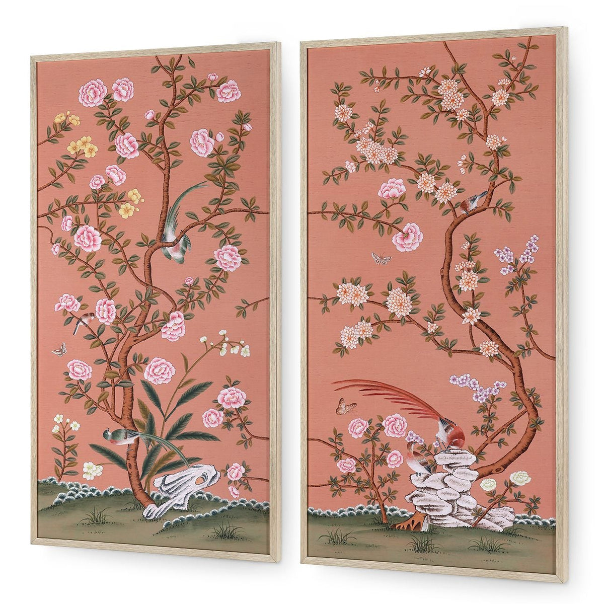 Villa and House Russet Terrace Framed Silk Panel Pair