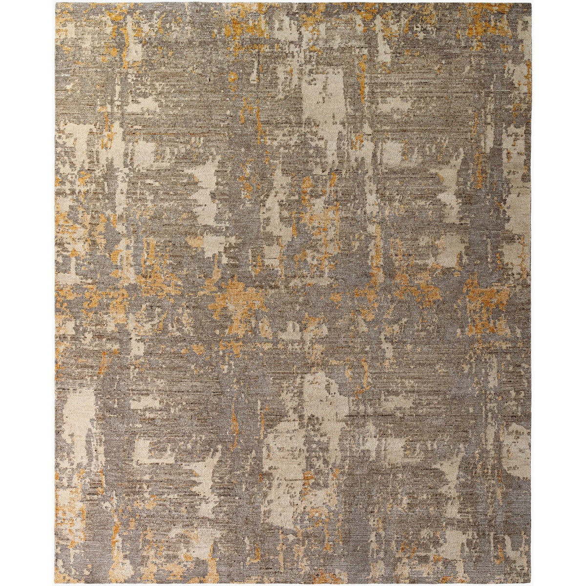 Surya Kolkata Hand Knotted Rug in ochre, taupe, charcoal and ivory
