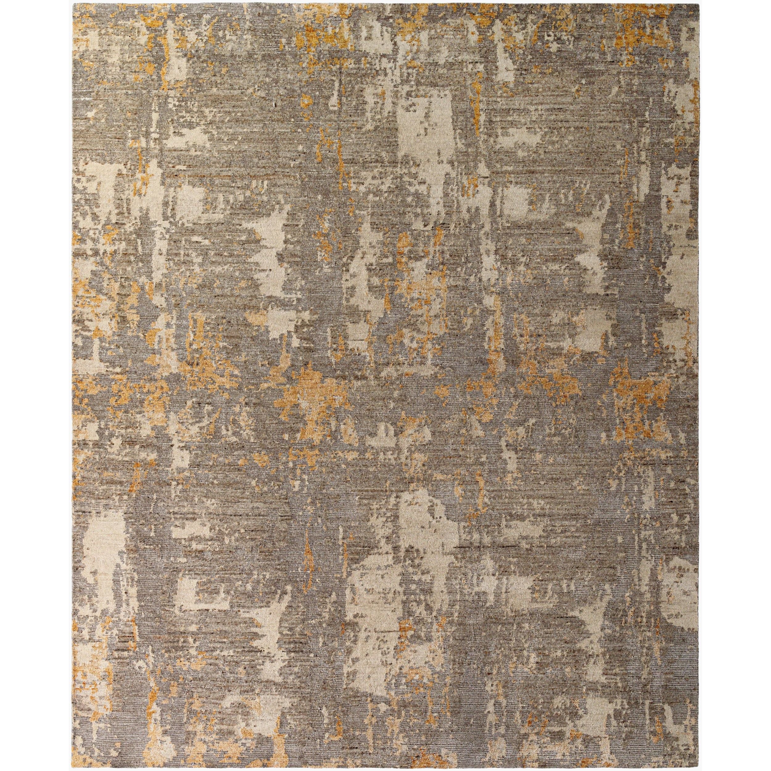 Surya Kolkata Hand Knotted Rug in ochre, taupe, charcoal and ivory