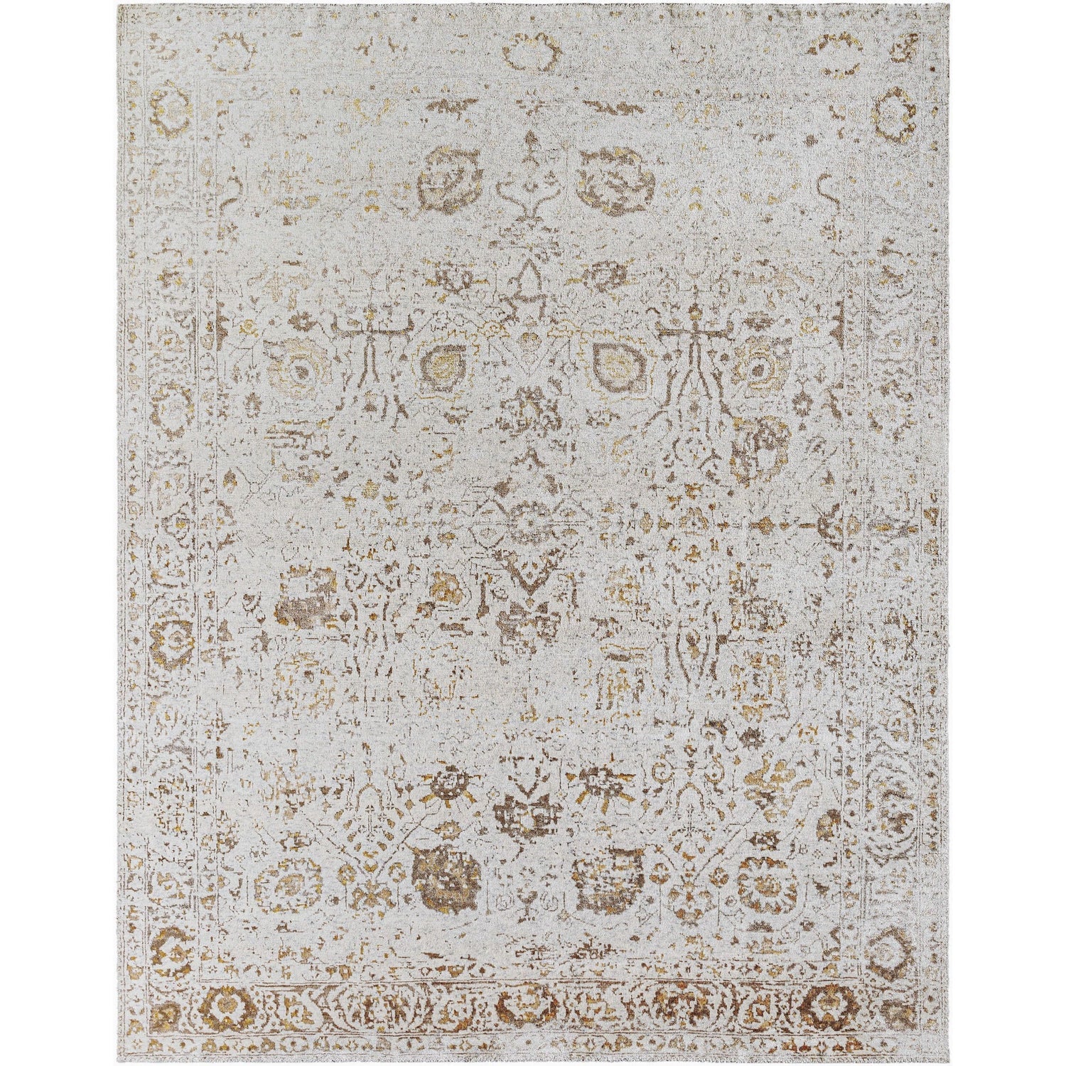 Surya Aleyna ANE-2302 Hand Knotted area rug in 65% Viscose, 35% Wool, shown in Ivory, Antique Gold, Taupe