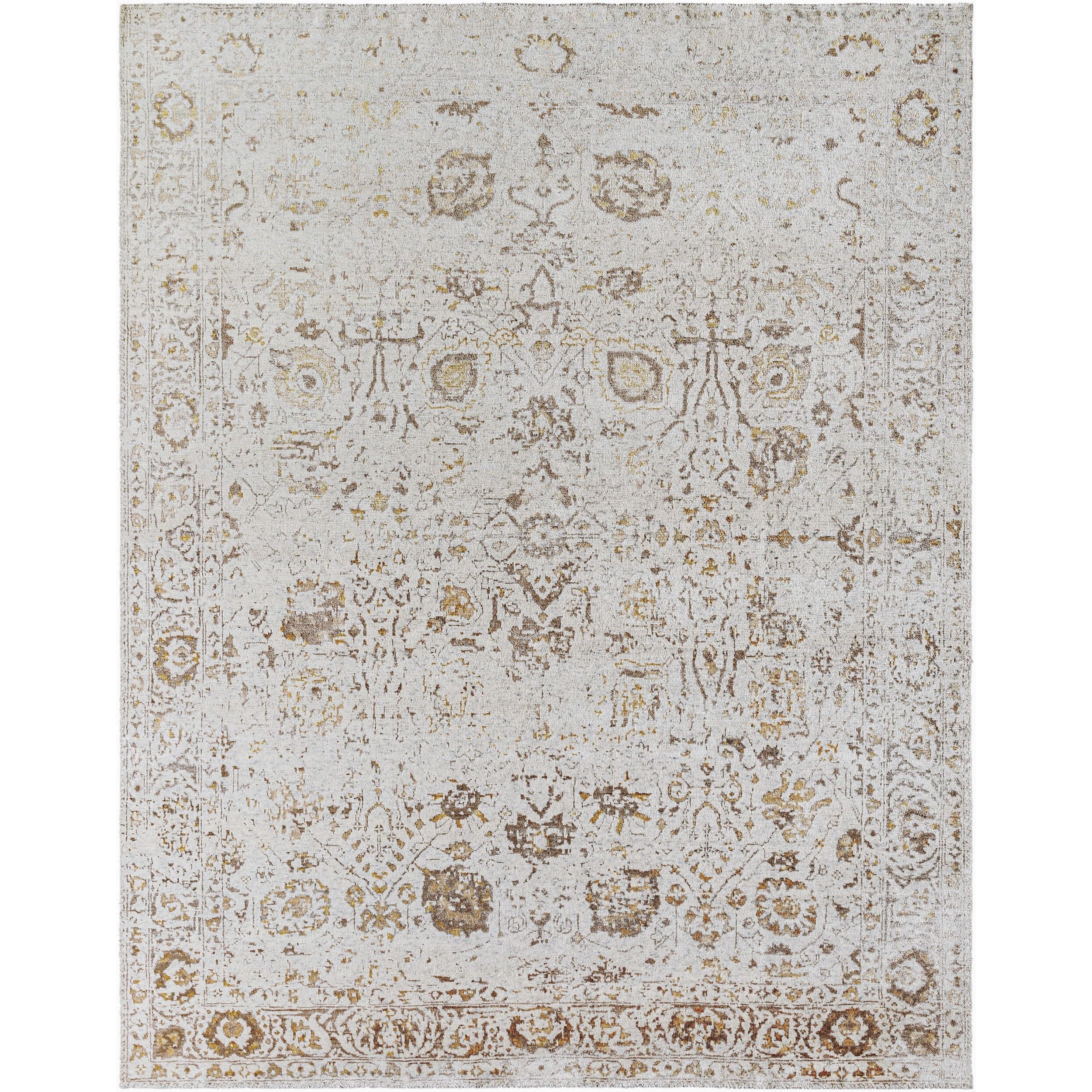 Surya Aleyna ANE-2302 Hand Knotted area rug in 65% Viscose, 35% Wool, shown in Ivory, Antique Gold, Taupe