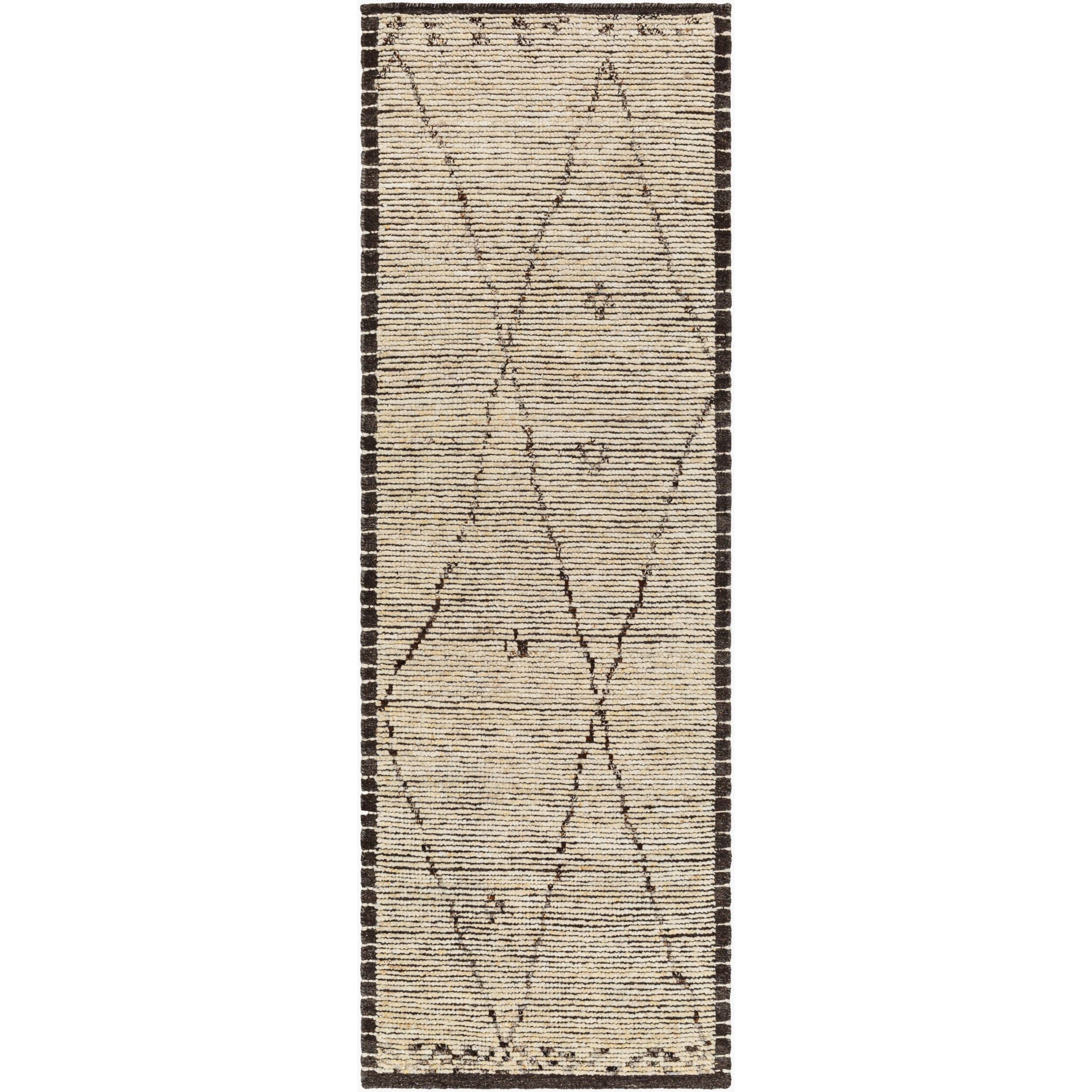 Surya Khyber KHY-2300 Hand Knotted Rug shown flat to display its black pattern