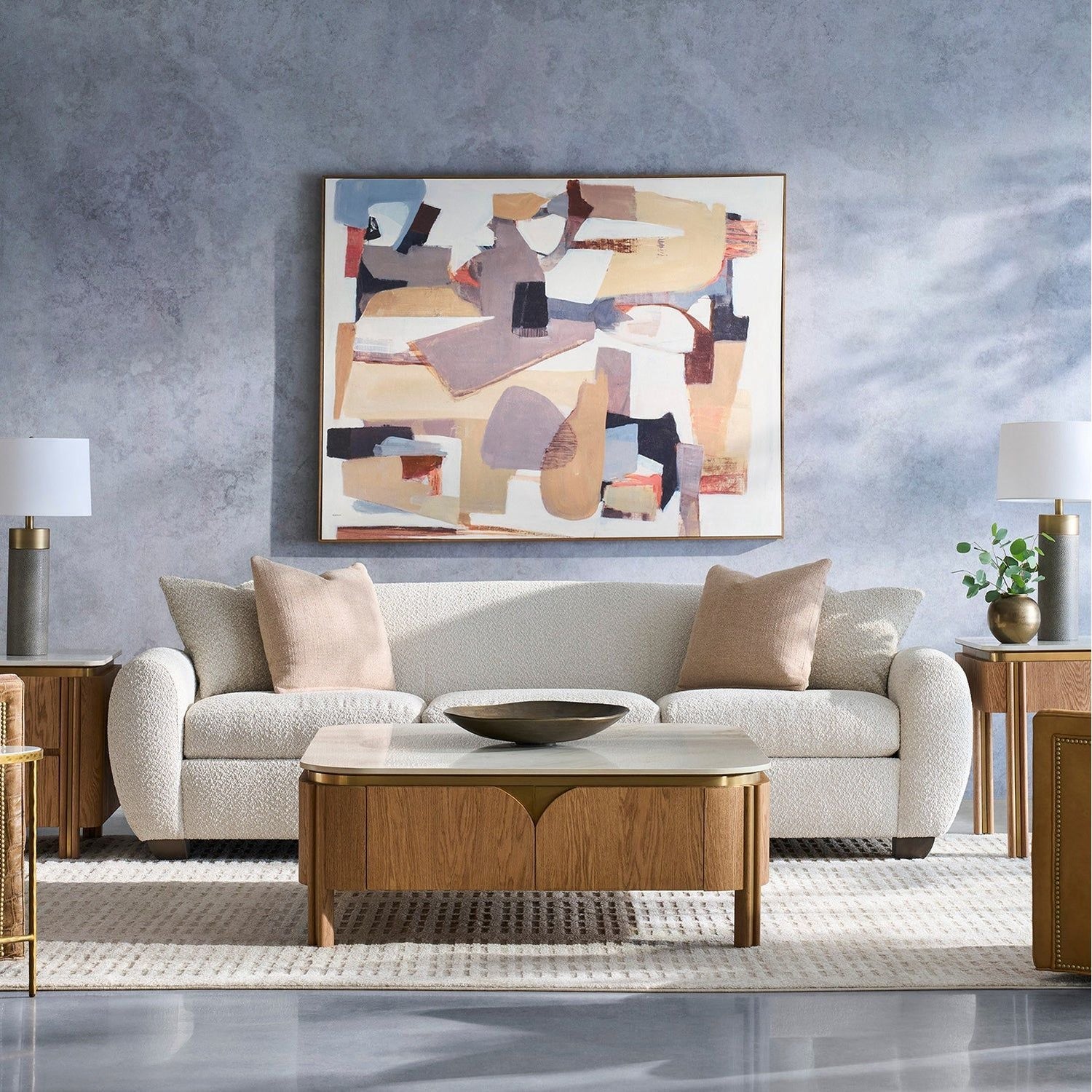 Jules Rain 103in Grande Sofa with pillows material close-up