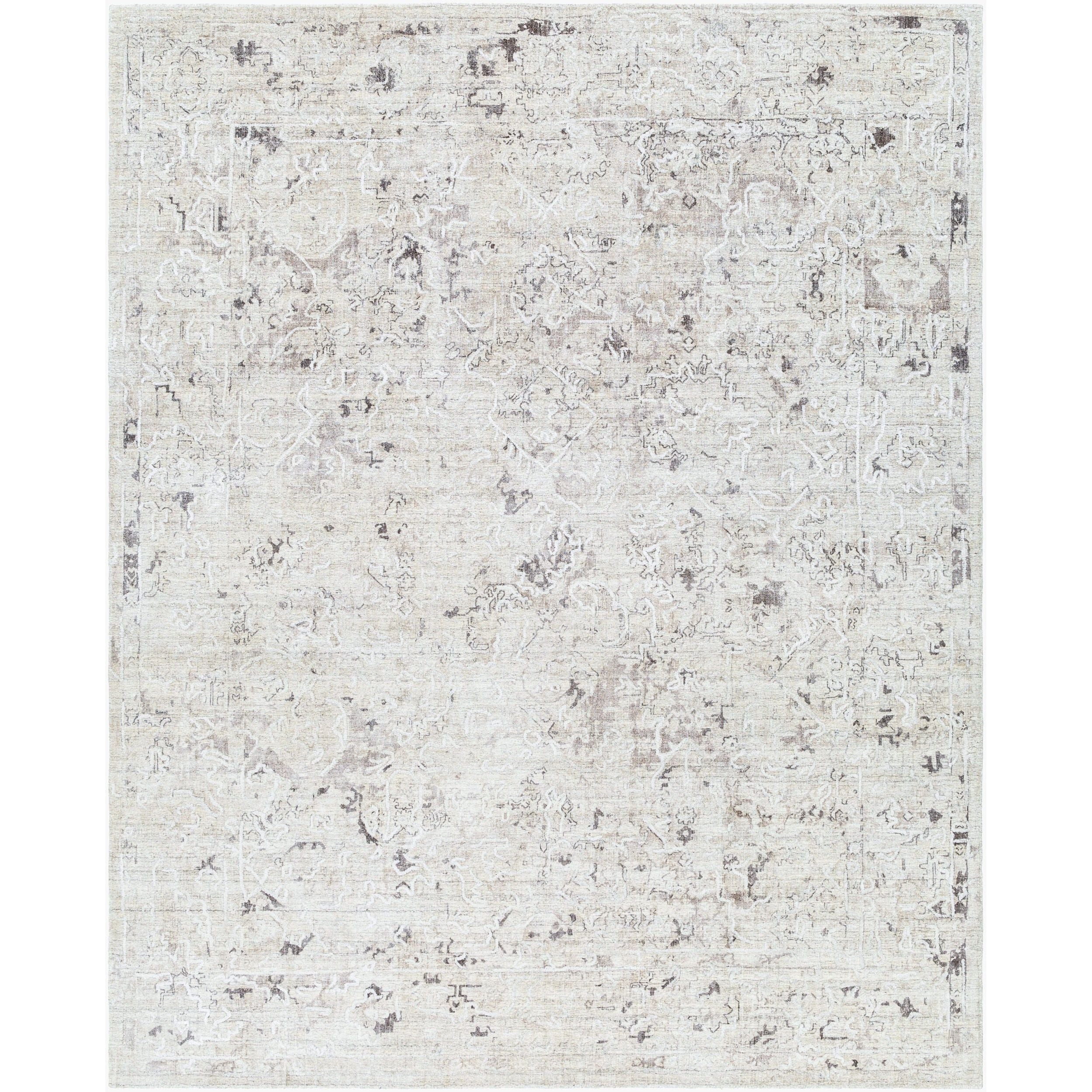 Surya Jordan JOR-2306 Hand Loomed Rug in viscose and New Zealand wool, Charcoal, Gray, Taupe, White, Light Gray
