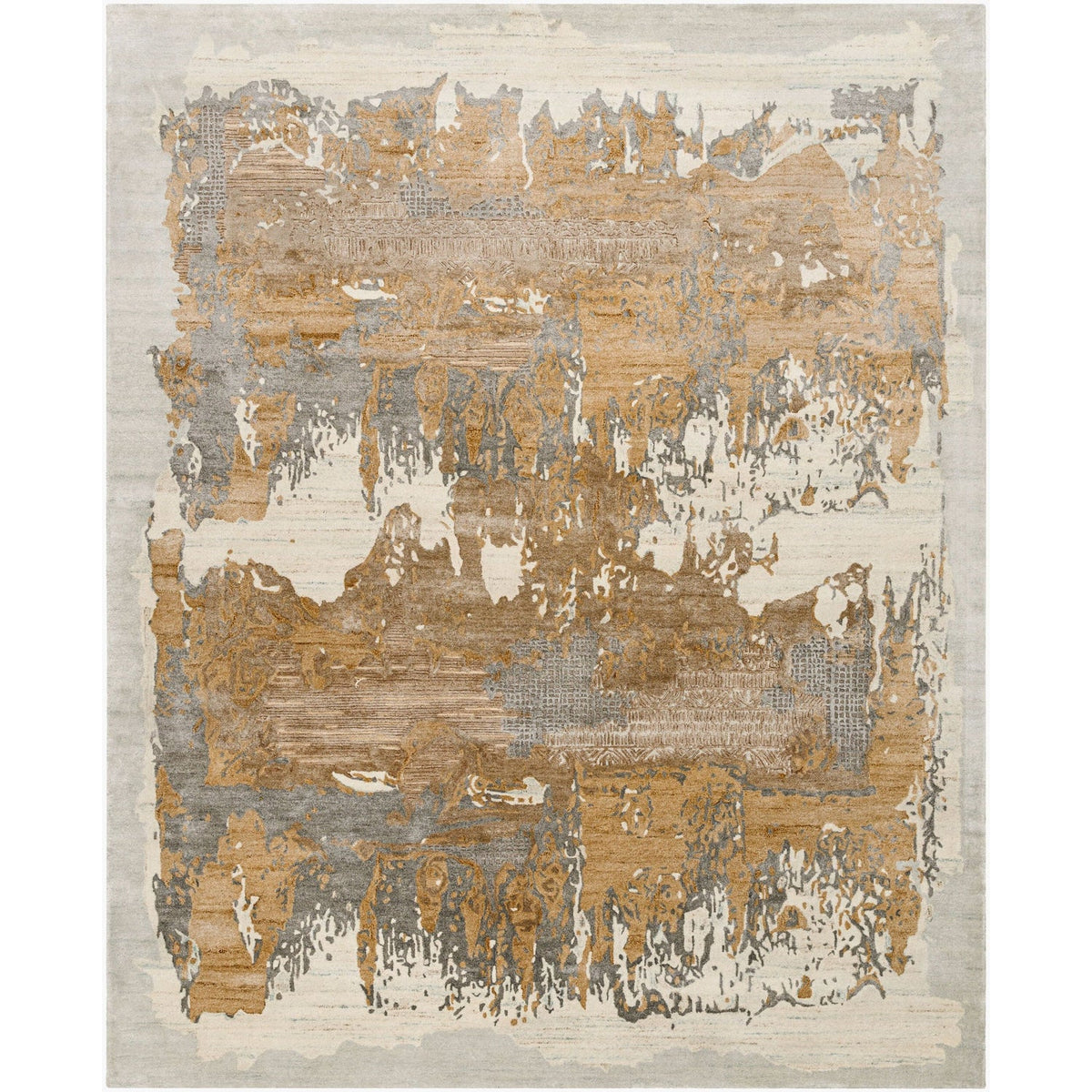 Surya Opulence OPL-2304 Hand Tufted rug in Pewter, Sandstone, Driftwood, close-up of the 0.51 in. pile texture