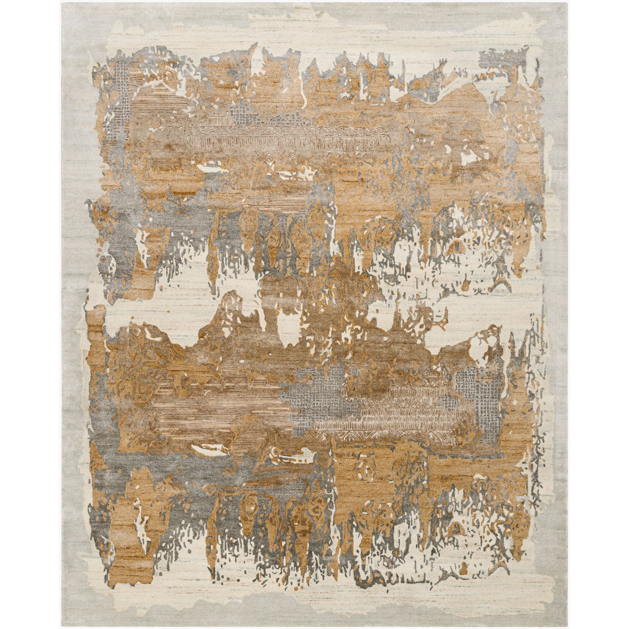 Surya Opulence OPL-2304 Hand Tufted rug in Pewter, Sandstone, Driftwood, close-up of the 0.51 in. pile texture