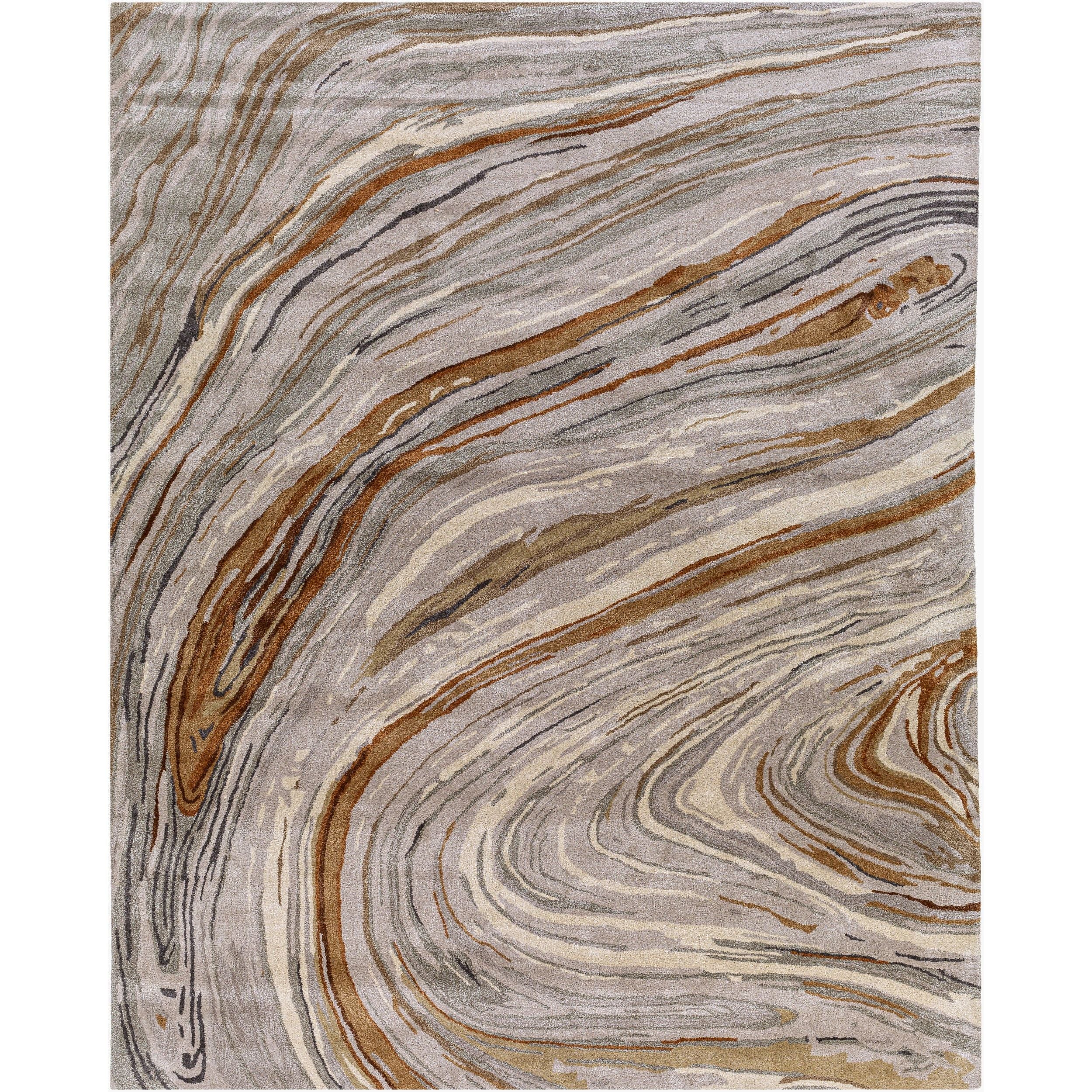 Surya Kavita KVT-2311 Hand Tufted Rug in charcoal, dark brown, and camel