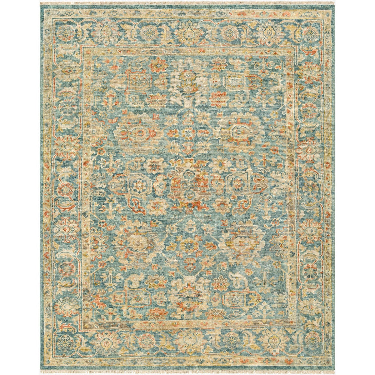 Surya Monterey MOY-2300 Hand Knotted Rug in Camel, Blue, Gray, Light Brown, Brown and Seafoam