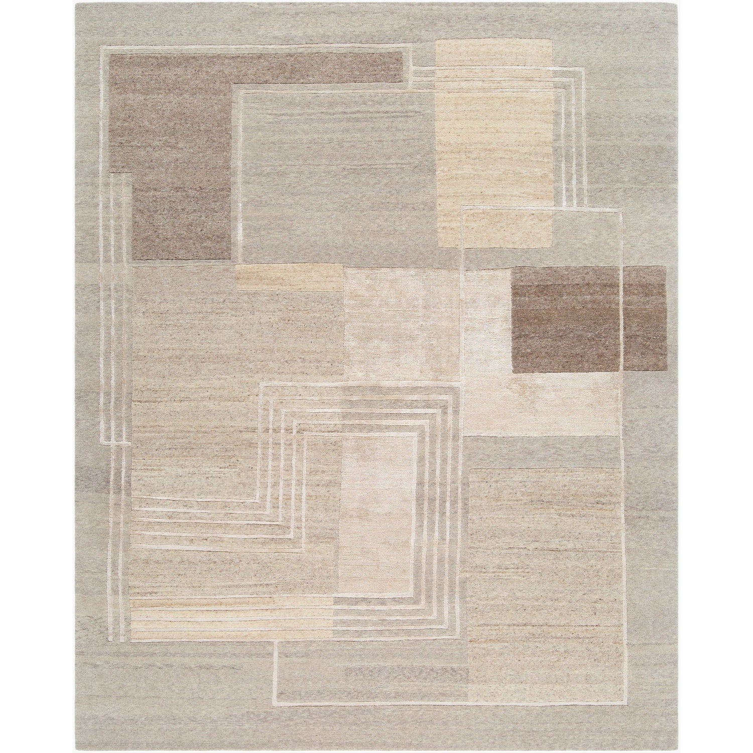 Surya Washington Hand Knotted Rug in taupe, beige and cream