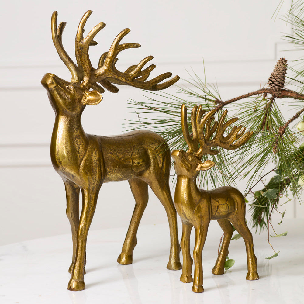 Winter Sleigh Deer Figurine