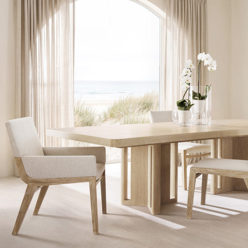 Bernhardt Asana Arm Chair in Tan, styled room scene