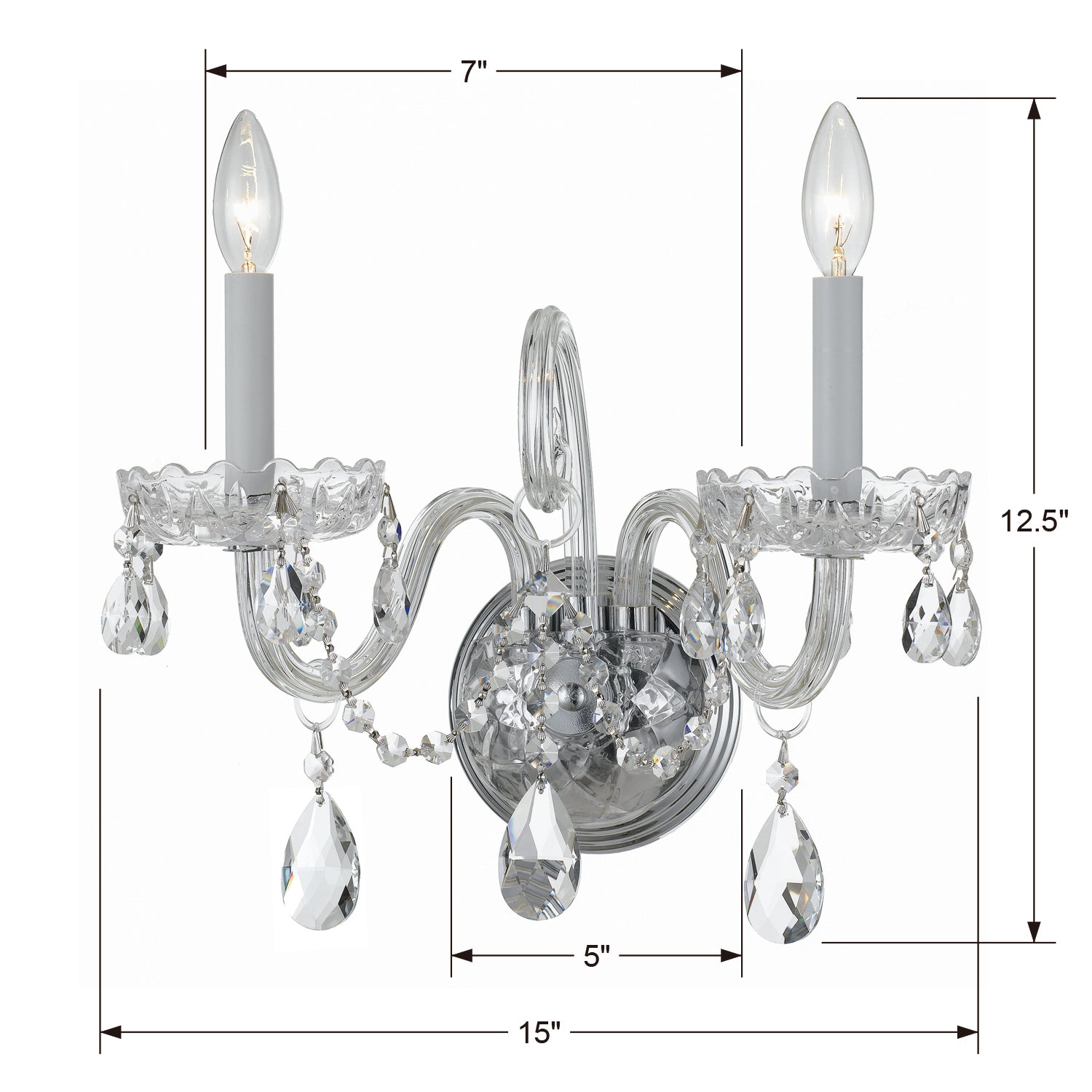 Crystorama Traditional Crystal 1032 2-Light Wall Sconce