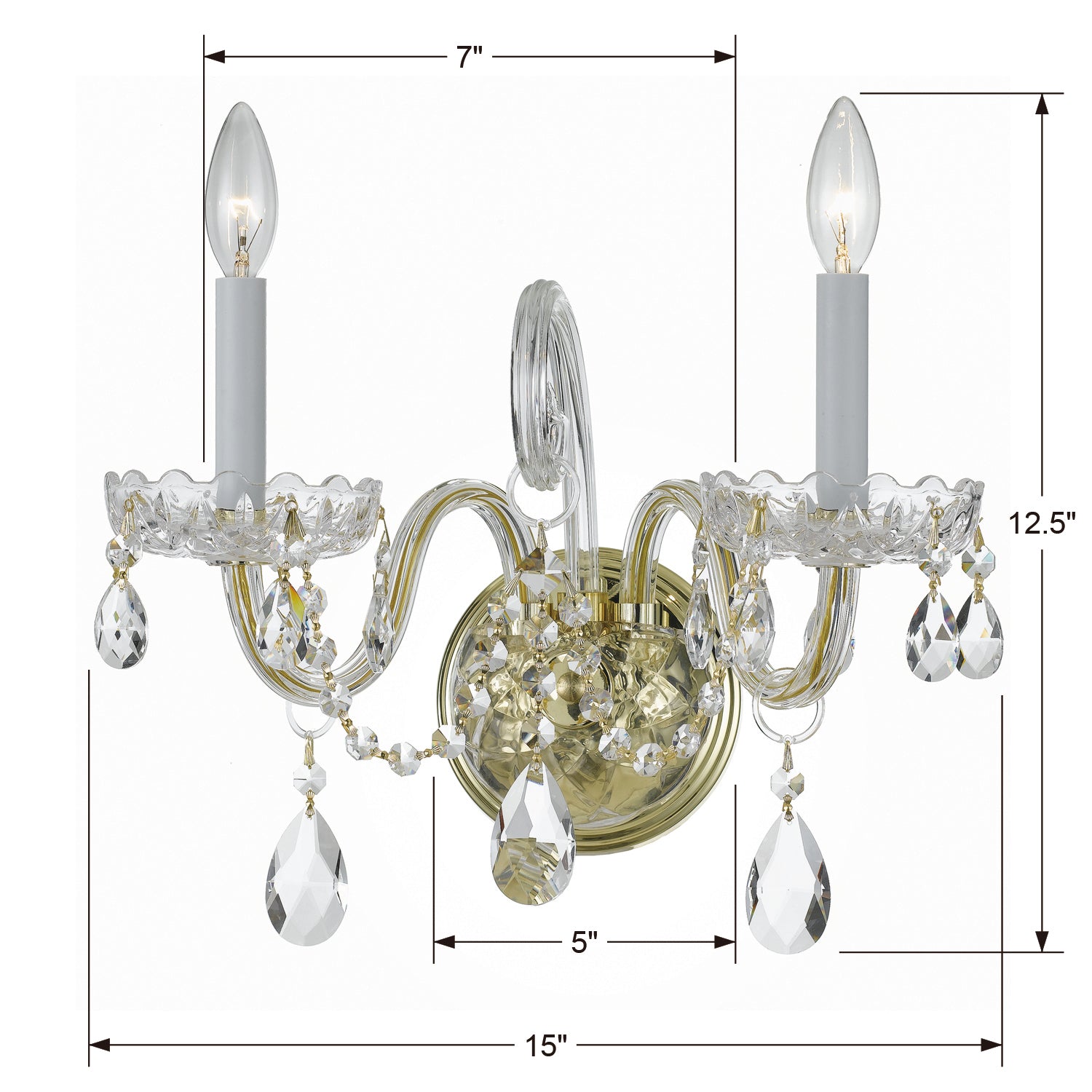 Crystorama Traditional Crystal 1032 2-Light Wall Sconce