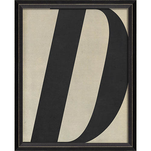 Letter D Black on White Framed Print