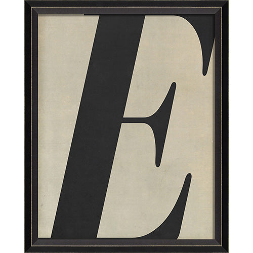 Letter E Black on White Framed Print