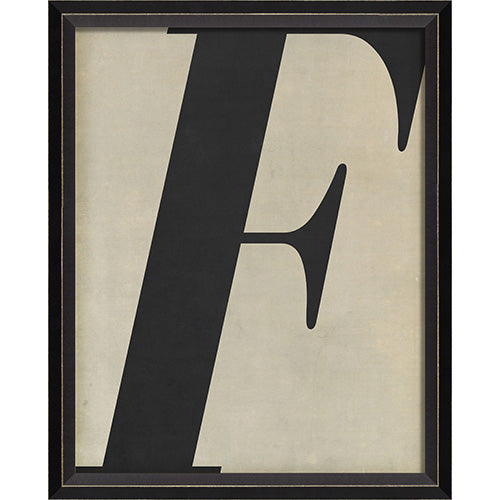 Letter F Black on White Framed Print