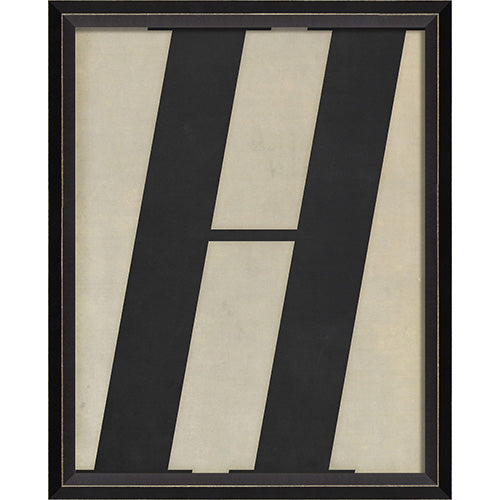 Letter H Black on White Framed Print