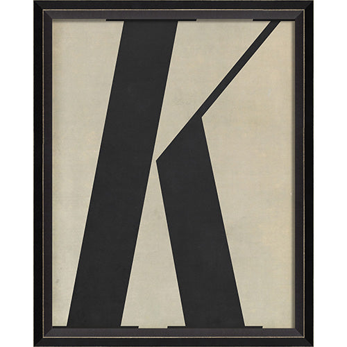 Letter K Black on White Framed Print
