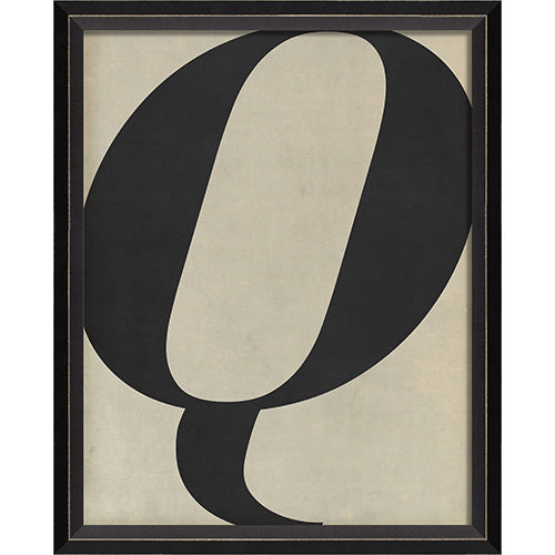 Letter Q Black on White Framed Print