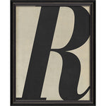 Letter R Black on White Framed Print