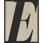Letter E Black on White Framed Print