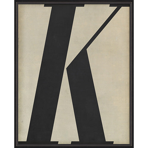 Letter K Black on White Framed Print