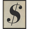 Letter Dollar Sign Black on White Framed Print