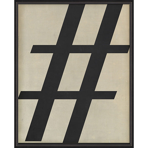 Letter Hashtag Black on White Framed Print