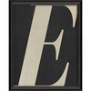 Letter E White on Black Framed Print