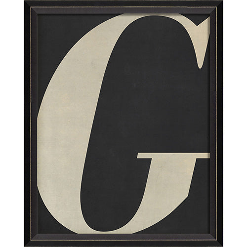 Letter G White on Black Framed Print