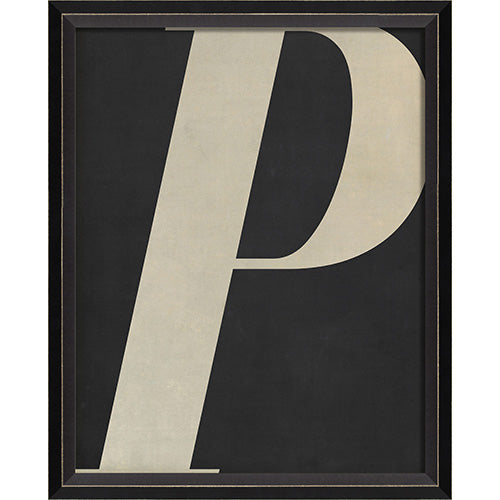 Letter P White on Black Framed Print
