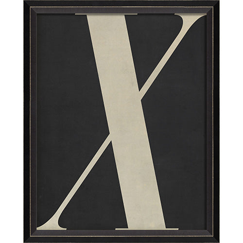 Letter X White on Black Framed Print
