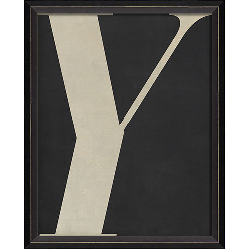 Letter Y White on Black Framed Print