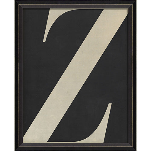 Letter Z White on Black Framed Print