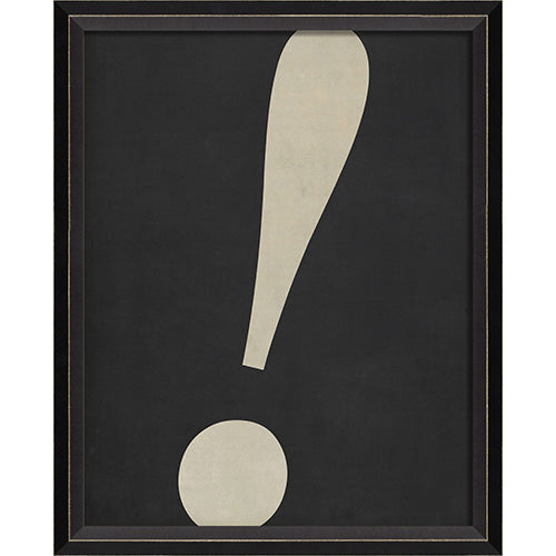 Letter Exclamation White on Black Framed Print
